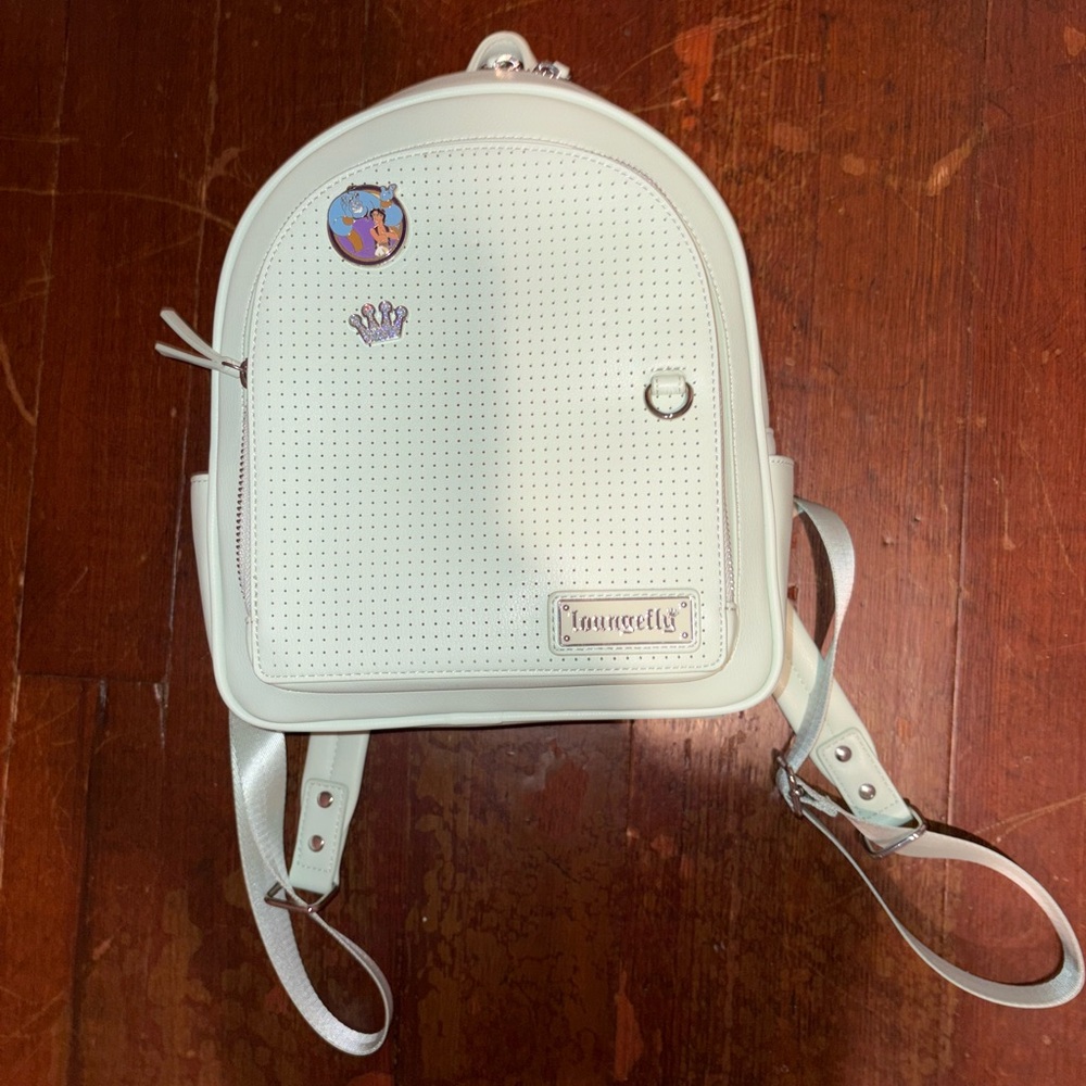 Loungefly Cream Perforated Backpack with Pins